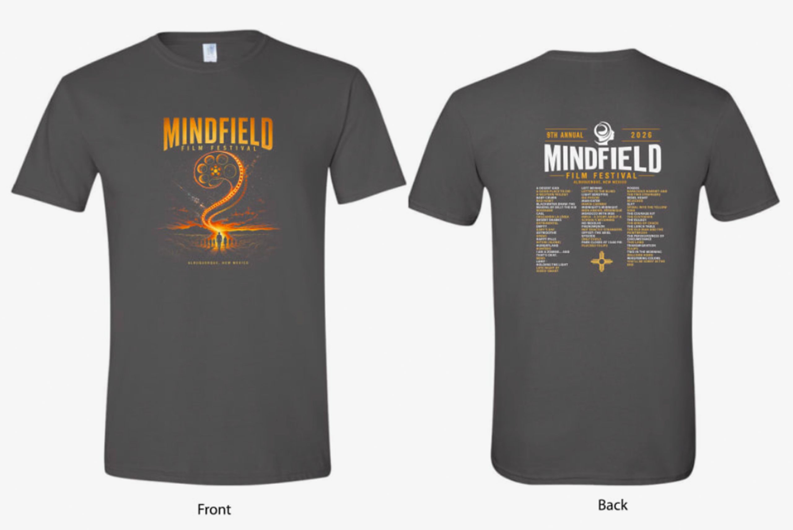 2026 Mindfield Film Festival T-shirt front and back design